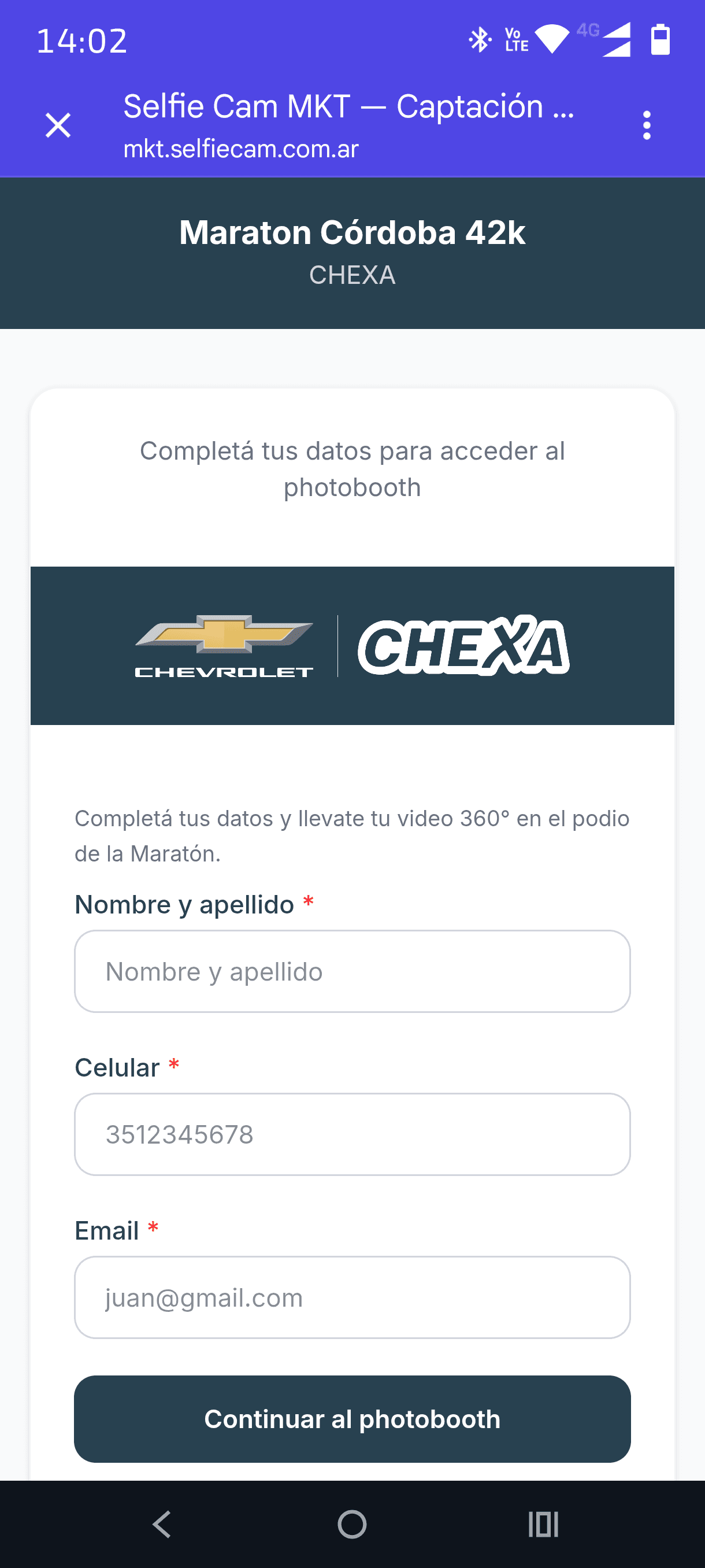 Formulario de captación de leads